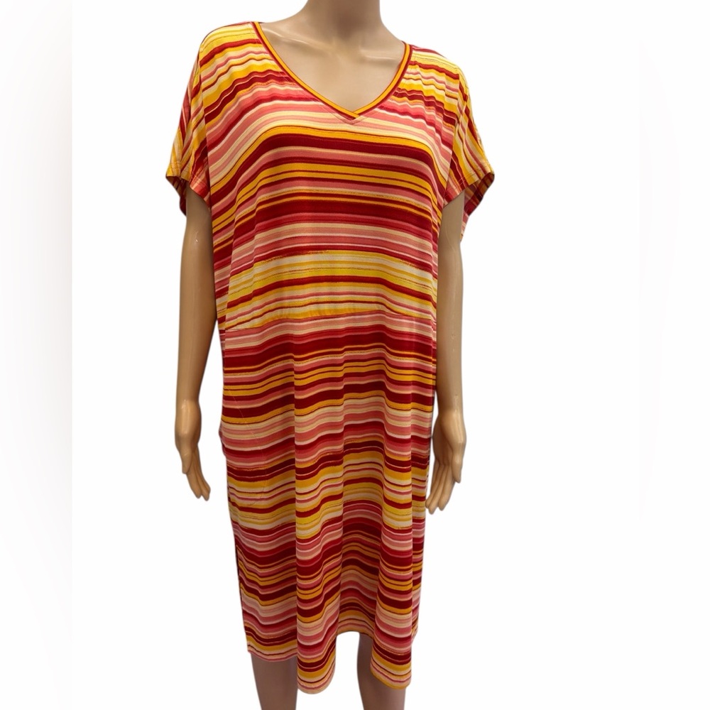 Muk Luks Women’s Plus Size 2X Striped Pocket Dress